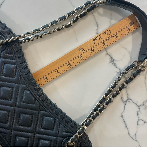 Tory Burch Diamond Quilted Black Slouchy Tote Bag - Picture 15 of 16